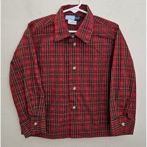 Good Lad Boys Red Plaid Button Down Dress Shirt Size 5 Holiday Church‎ Christmas